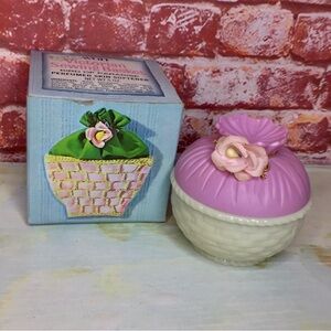 Vintage 70s Avon Victorian Sewing Basket Lotion Decanter in Original Box